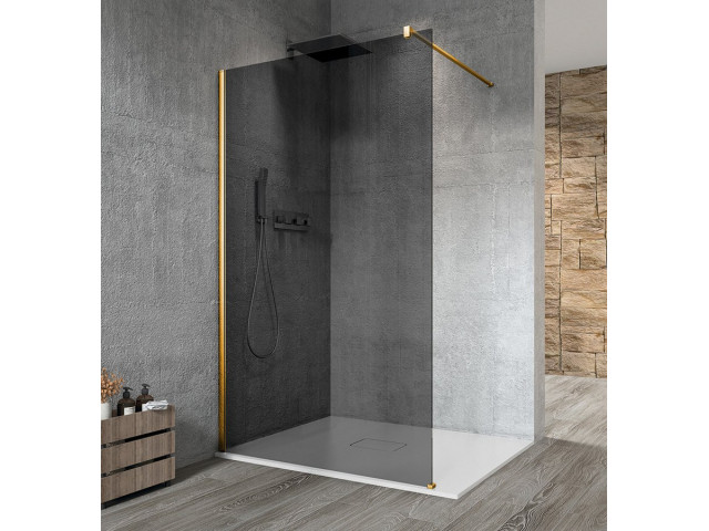 VARIO GOLD MATT jednodielna sprchová zástena na inštaláciu k stene, dymové sklo, 800 mm