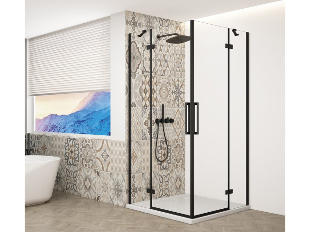 TRINITY BLACK obdĺžnikový sprchový kút 1200x800 mm, rohový vstup, číre sklo