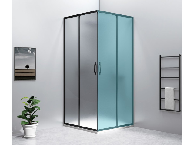 SIGMA SIMPLY BLACK sprchové dvere posuvné pre rohový vstup 800 mm, sklo Brick