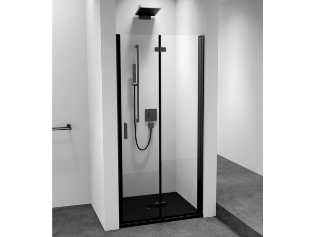 ZOOM LINE BLACK sprchové dveře skládací 800mm, čiré sklo, pravé