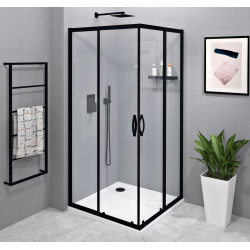 SIGMA SIMPLY BLACK štvorcový sprchovací kút 900x900 mm, rohový vstup, číre sklo