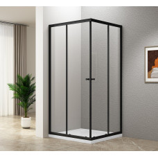 AGGA BLACK štvorcová sprchová zástena 800x800 mm, číre sklo