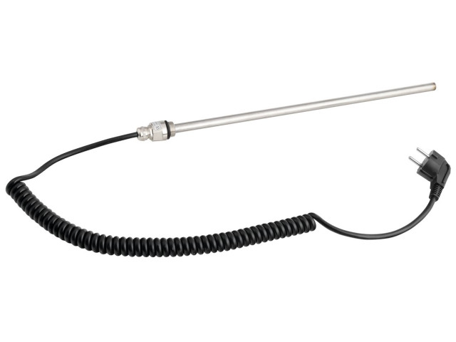 Elektrická vykurovacia tyč bez termostatu, krútený kábel/čierna, 600 W
